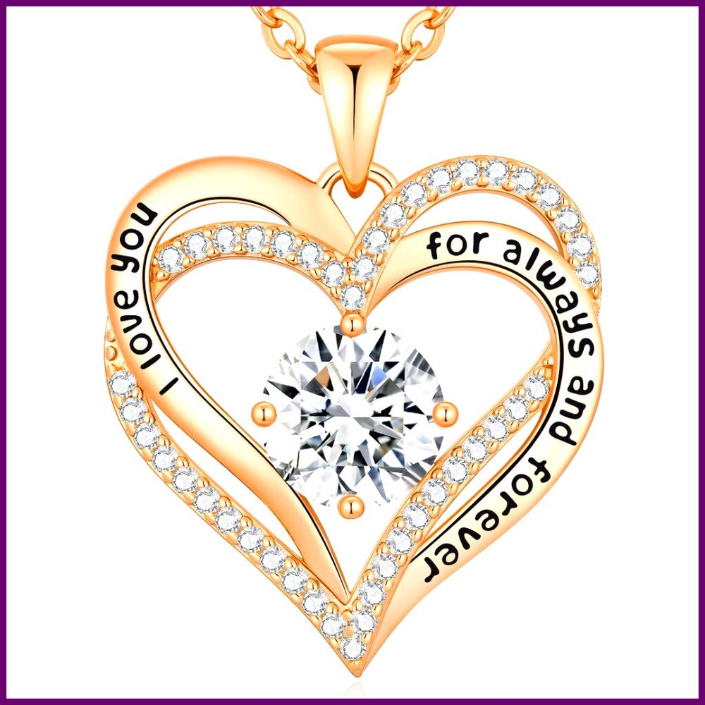 Sterling Silver Heart Necklace With Birthstone Pendant, Gift For Women